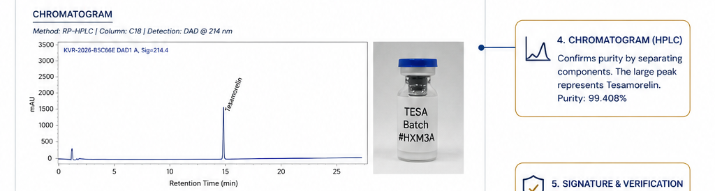Chromatogram section of the COA.